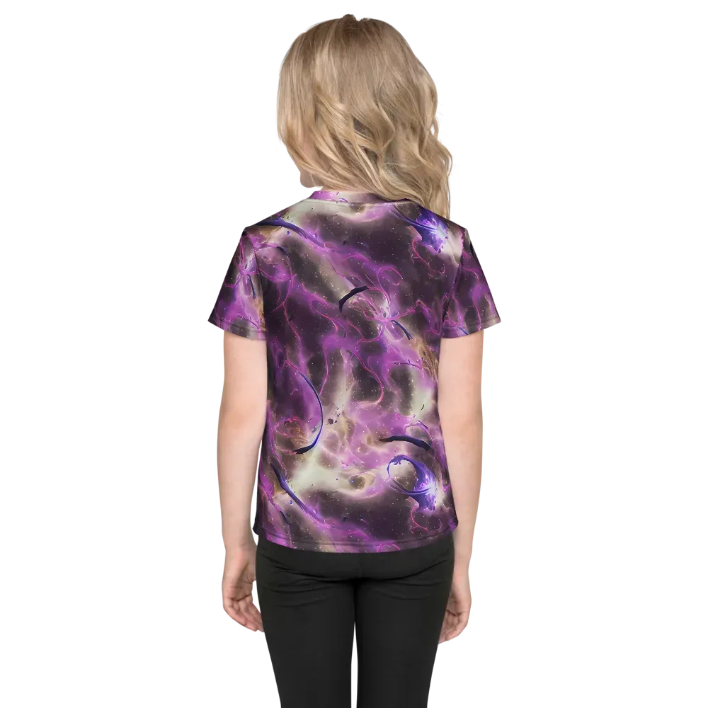 Violet Nebula on Kids Crew Neck T-Shirt — Back