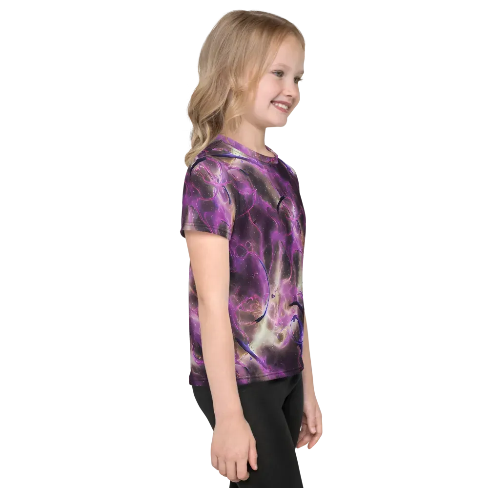 Violet Nebula on Kids Crew Neck T-Shirt — Right