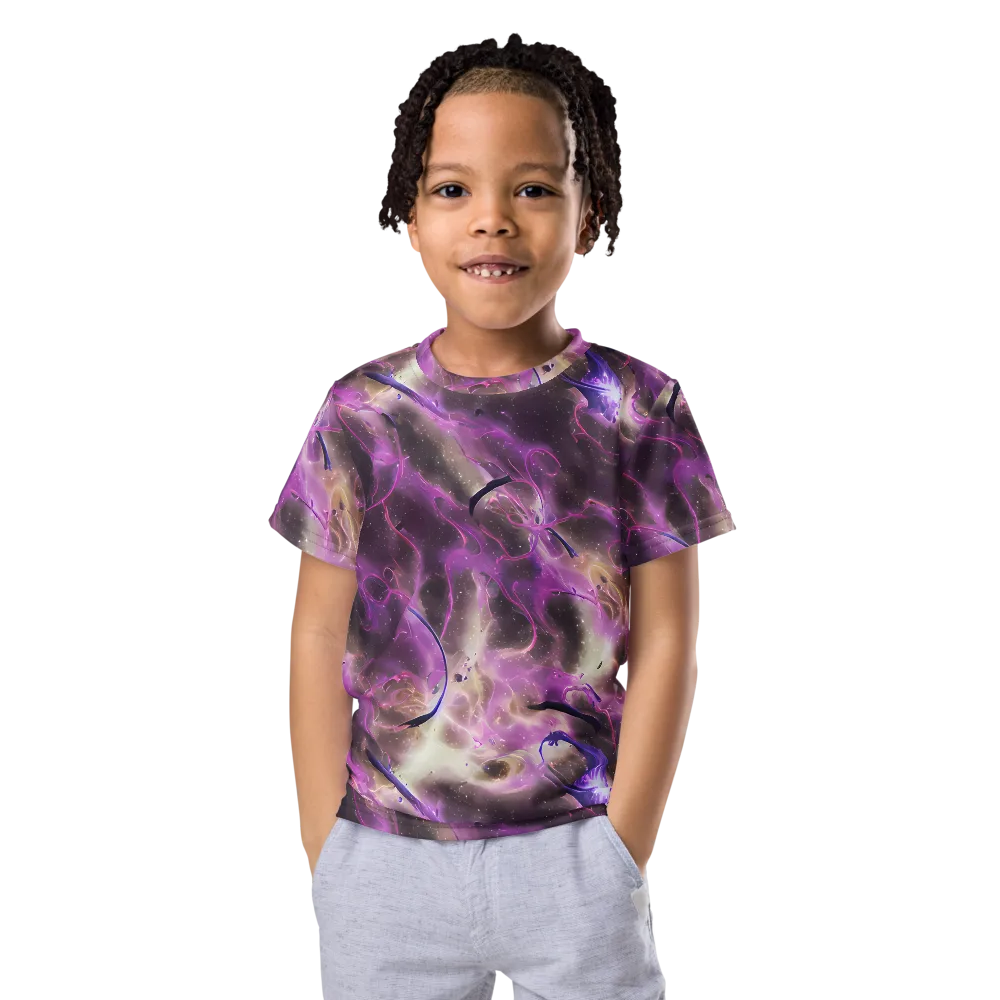 Violet Nebula on Kids Crew Neck T-Shirt — Front