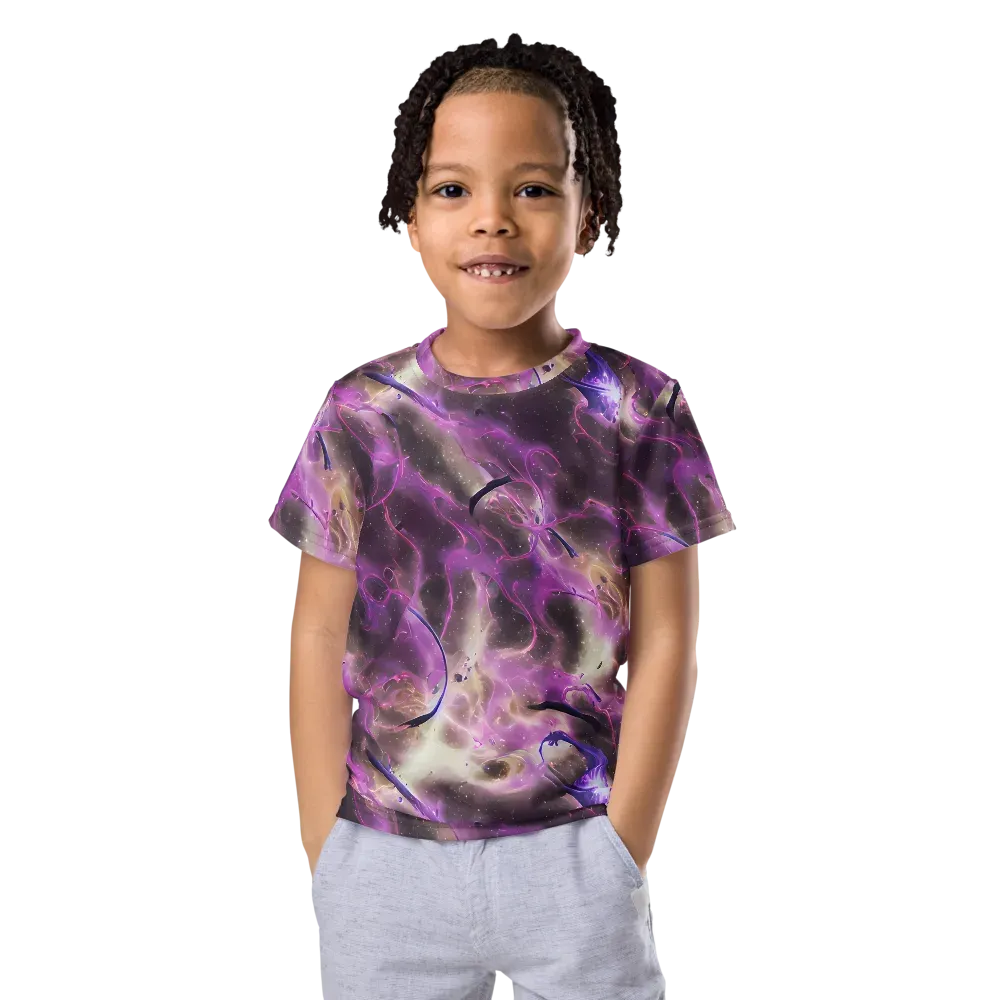 Violet Nebula on Kids Crew Neck T-Shirt — Front