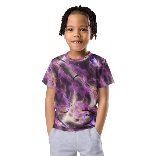 Violet Nebula on a Kids Crew Neck T-Shirt