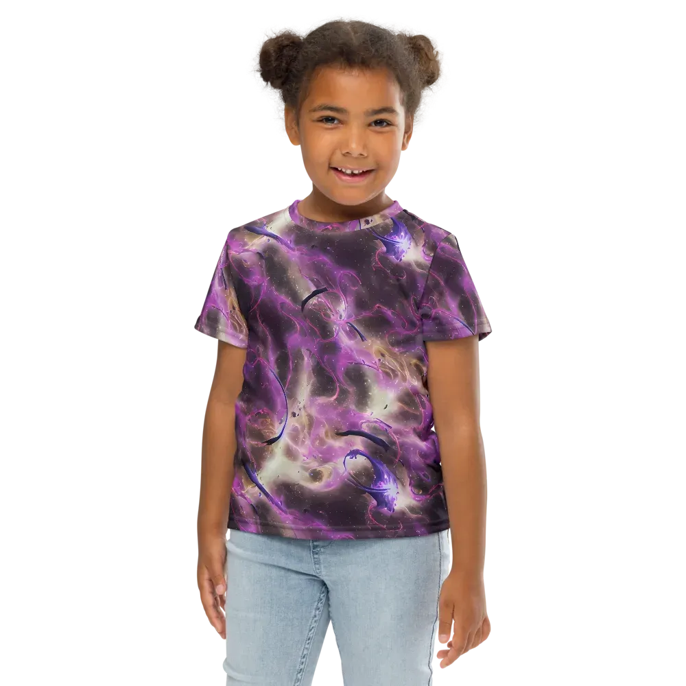 Violet Nebula on Kids Crew Neck T-Shirt — Front