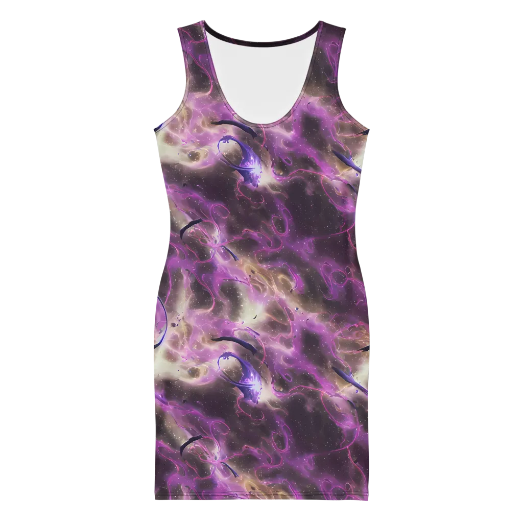 Violet Nebula on Bodycon Dress — Front