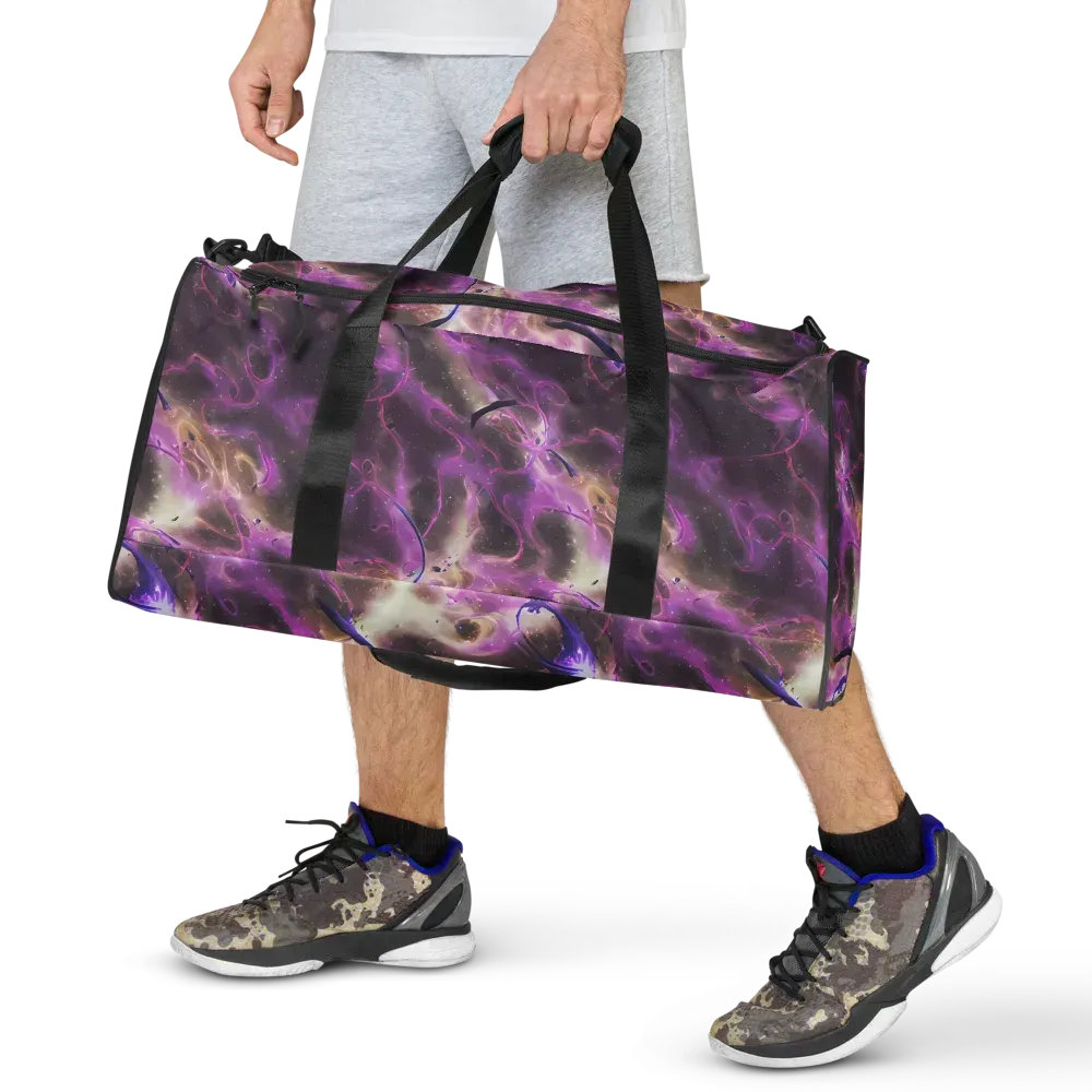 Violet Nebula on Duffle Bag — Front