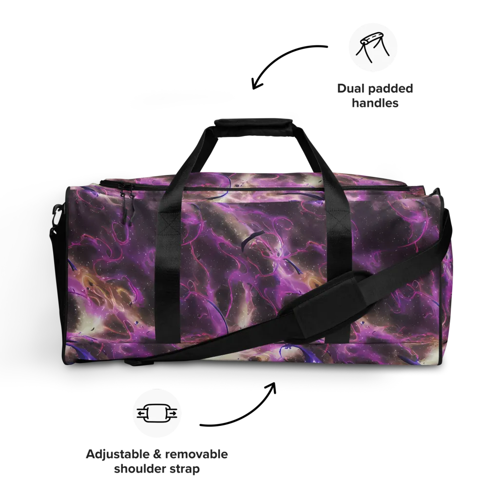 Violet Nebula on Duffle Bag — Front