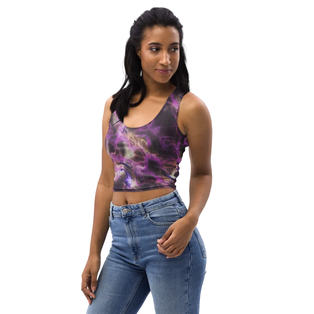 Violet Nebula on Crop Top — Left Front