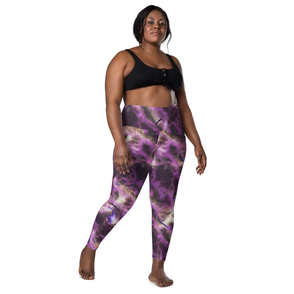 Violet Nebula on Leggings with Pockets — Front
