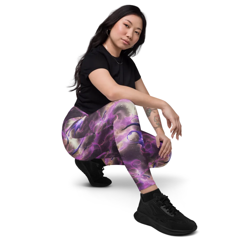 Violet Nebula on Leggings with Pockets — Right Front