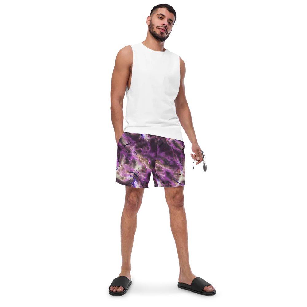 Violet Nebula on Swim Trunks — Front