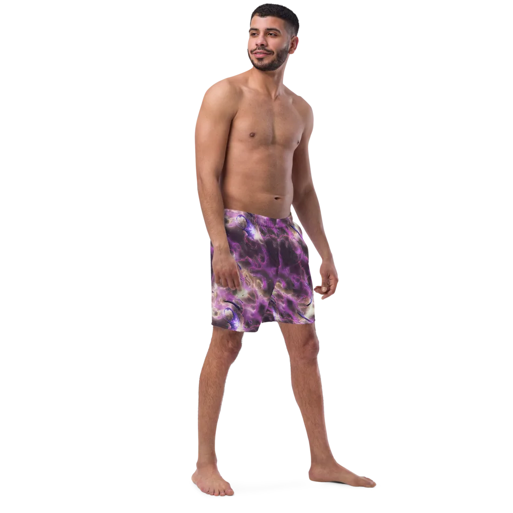 Violet Nebula on Swim Trunks — Right Front