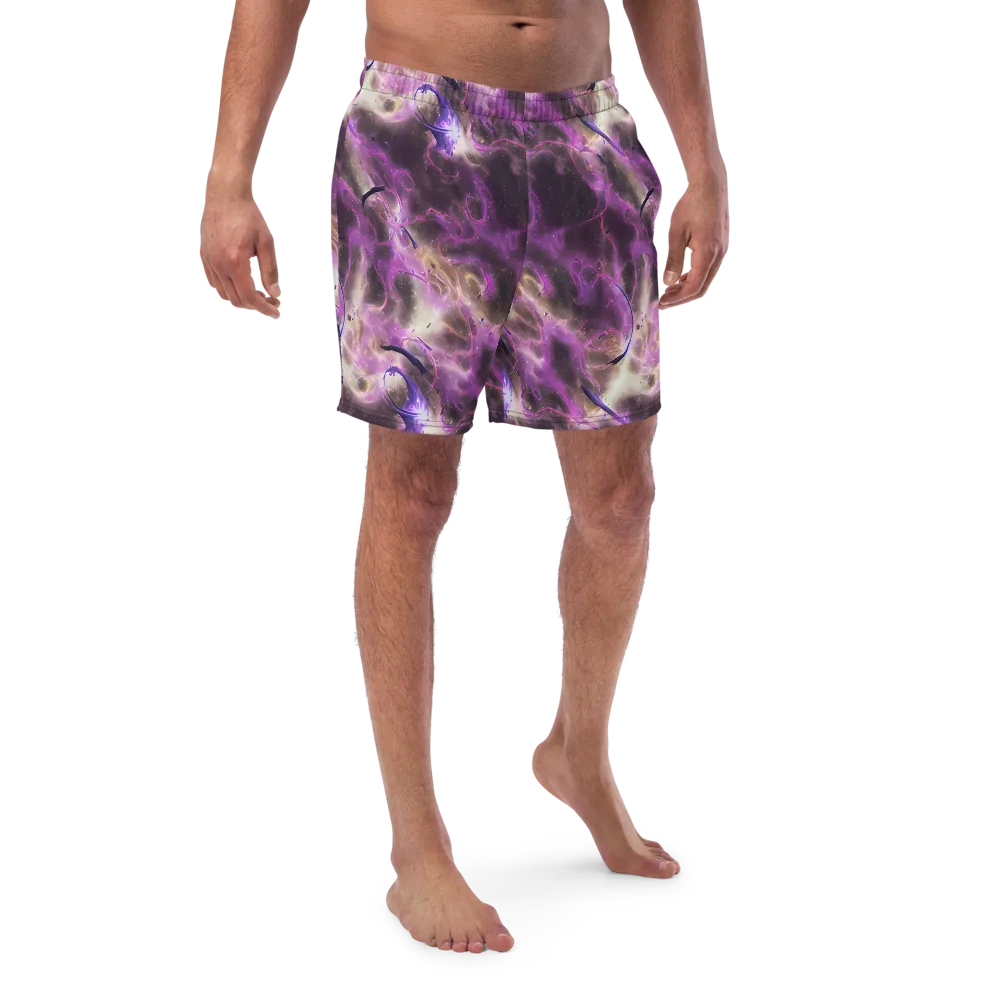 Violet Nebula on Swim Trunks — Front