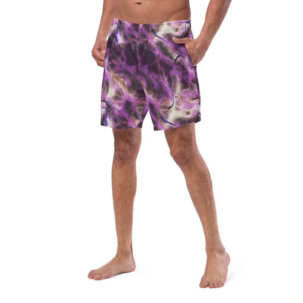 Violet Nebula on Swim Trunks — Left Front