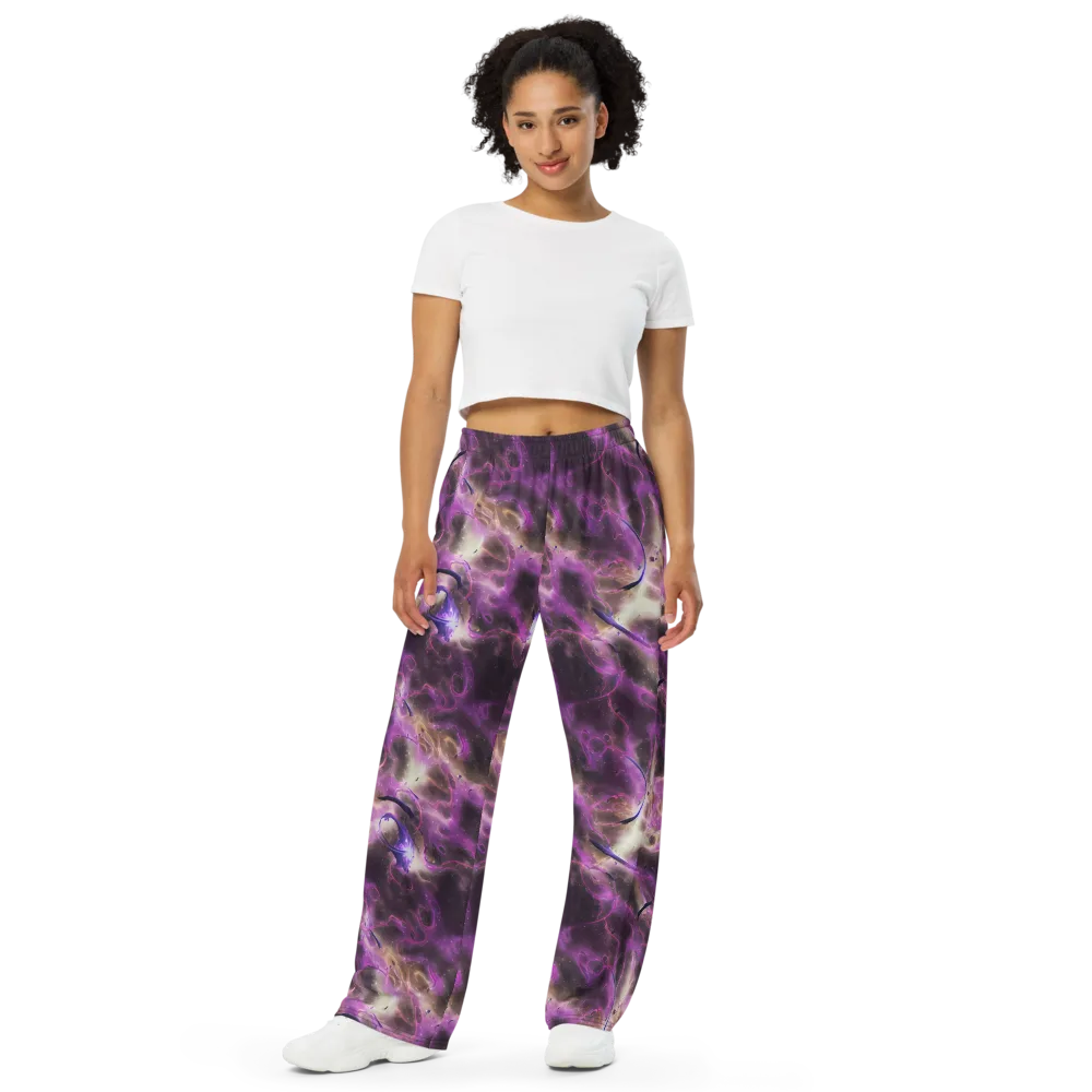 Violet Nebula on Wide-Leg Pants — Front