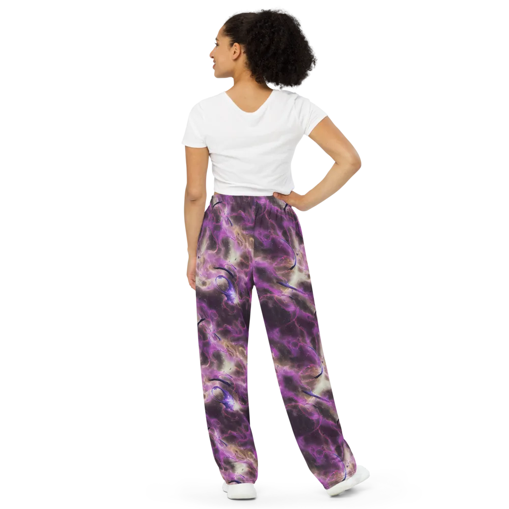 Violet Nebula on Wide-Leg Pants — Back