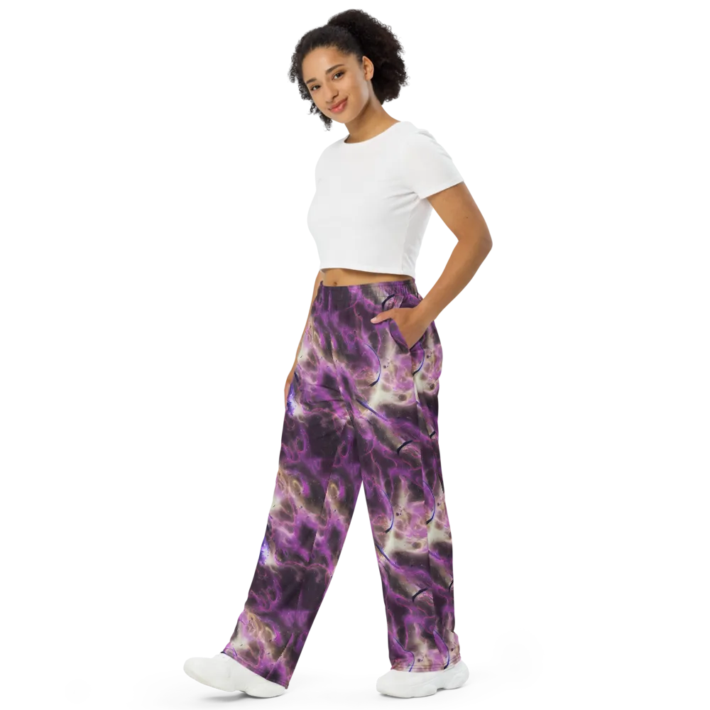 Violet Nebula on Wide-Leg Pants — Left Front