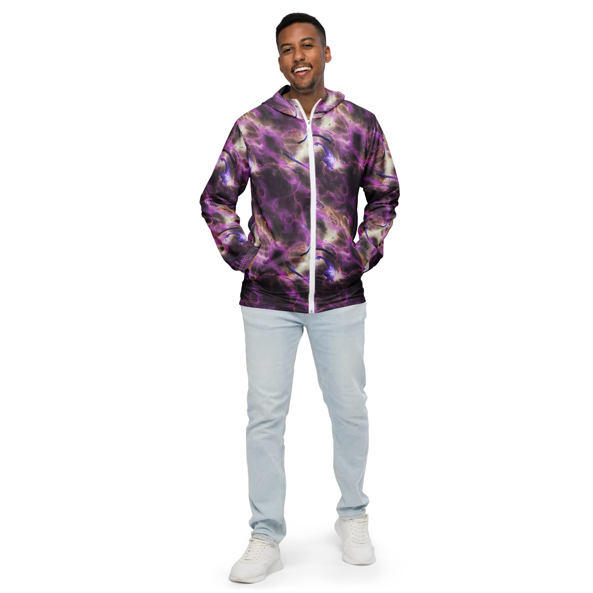 Violet Nebula on Men's Windbreaker — Front