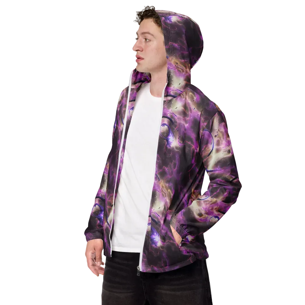 Violet Nebula on Men's Windbreaker — Left Front