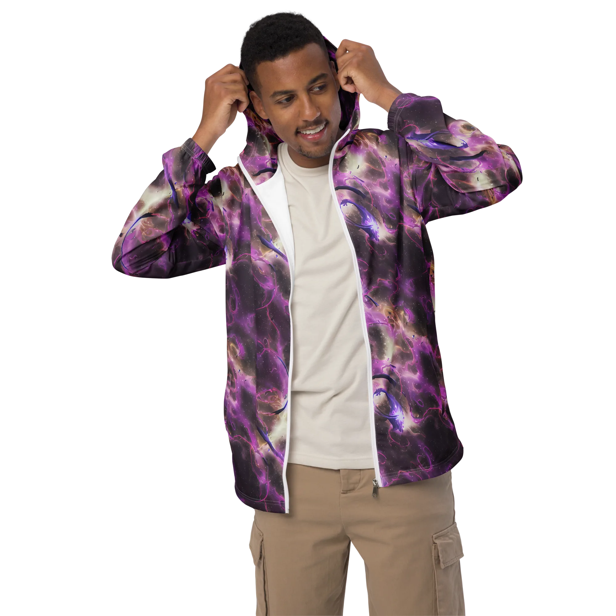 Violet Nebula on Men's Windbreaker — Front