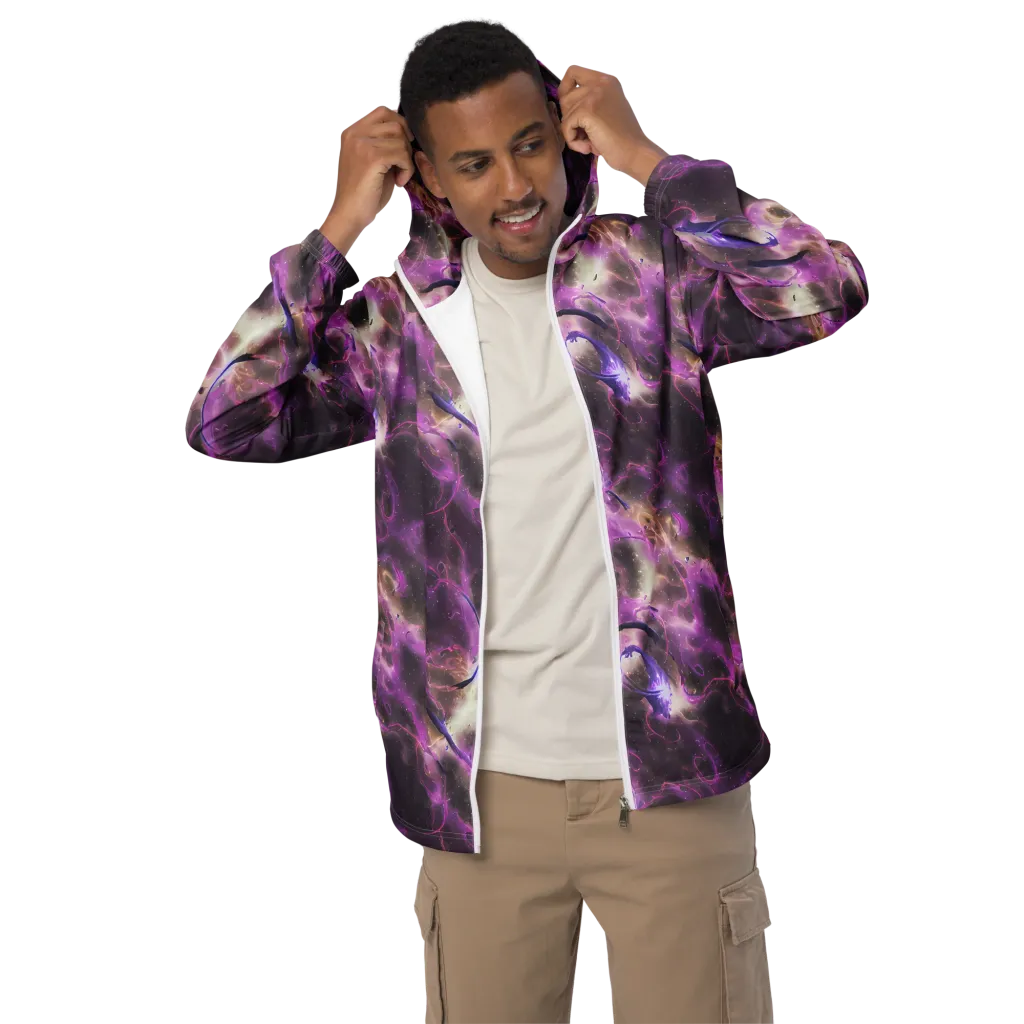 Violet Nebula on Men's Windbreaker — Front