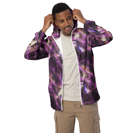 Violet Nebula on a Men's Windbreaker