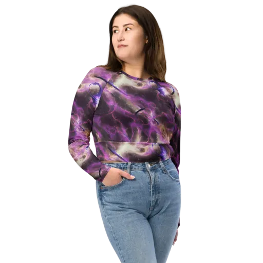 Violet Nebula on a Long Sleeve Crop Top