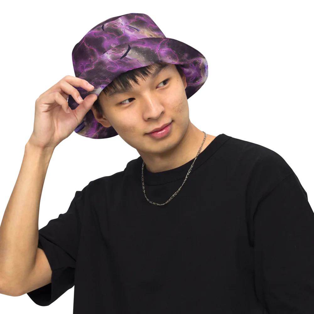 Violet Nebula on Reversible Bucket Hat — Front Inside