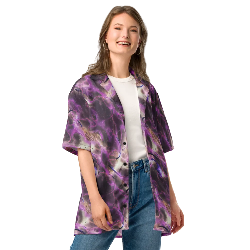 Violet Nebula on Button Shirt — Front
