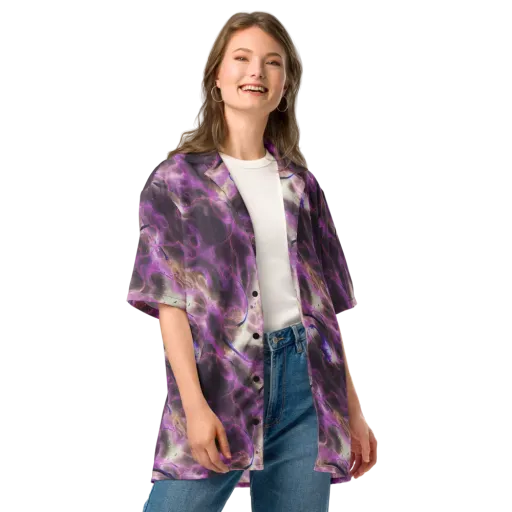 Violet Nebula on a Button Shirt