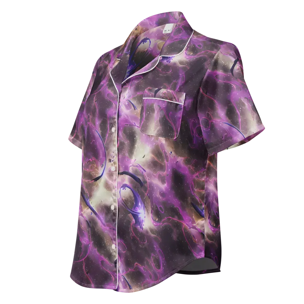 Violet Nebula on Women's Short Sleeve Pajama Top — Left Front