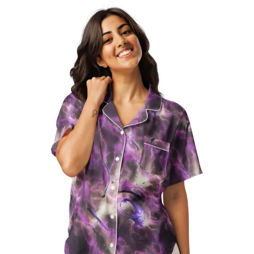 Violet Nebula on a Women's Short Sleeve Pajama Top