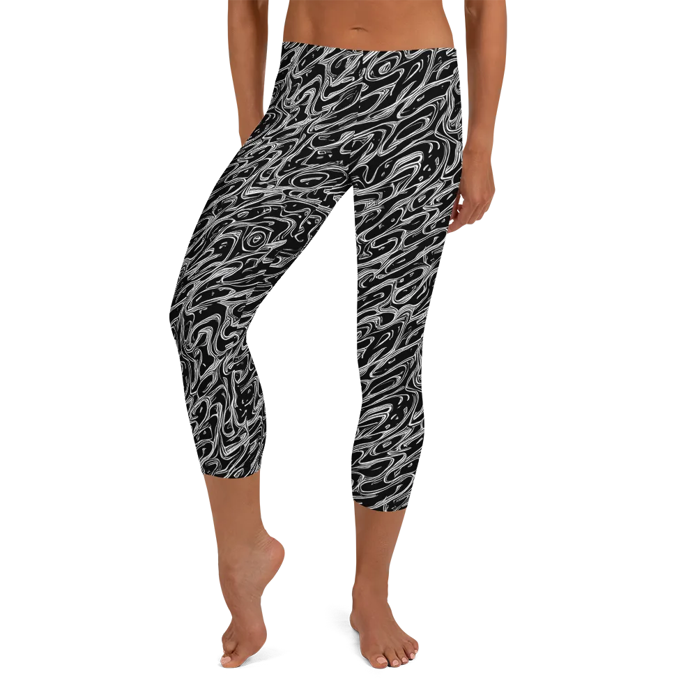 Blackwater Swirl on Capri Leggings — Front