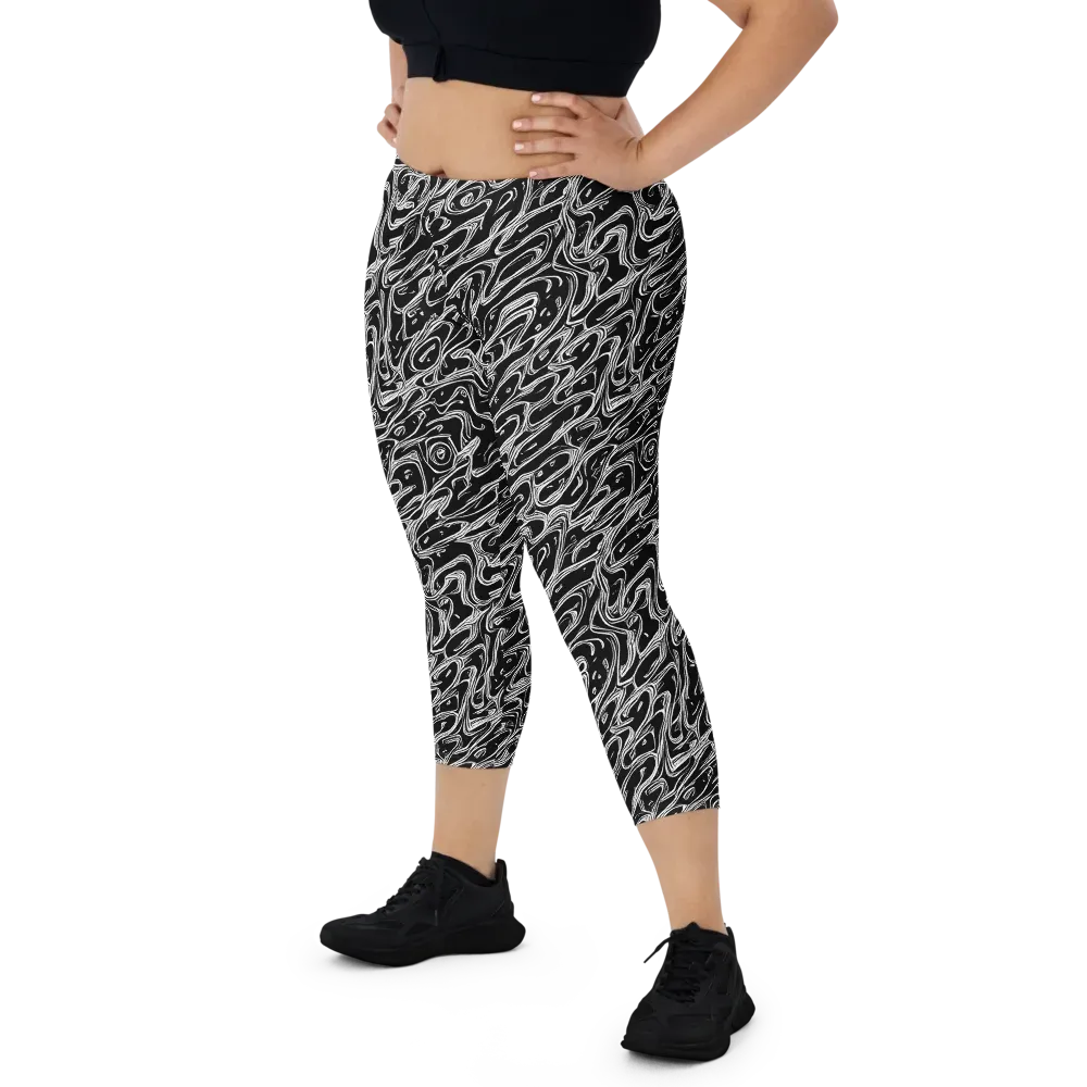 Blackwater Swirl on Capri Leggings — Front
