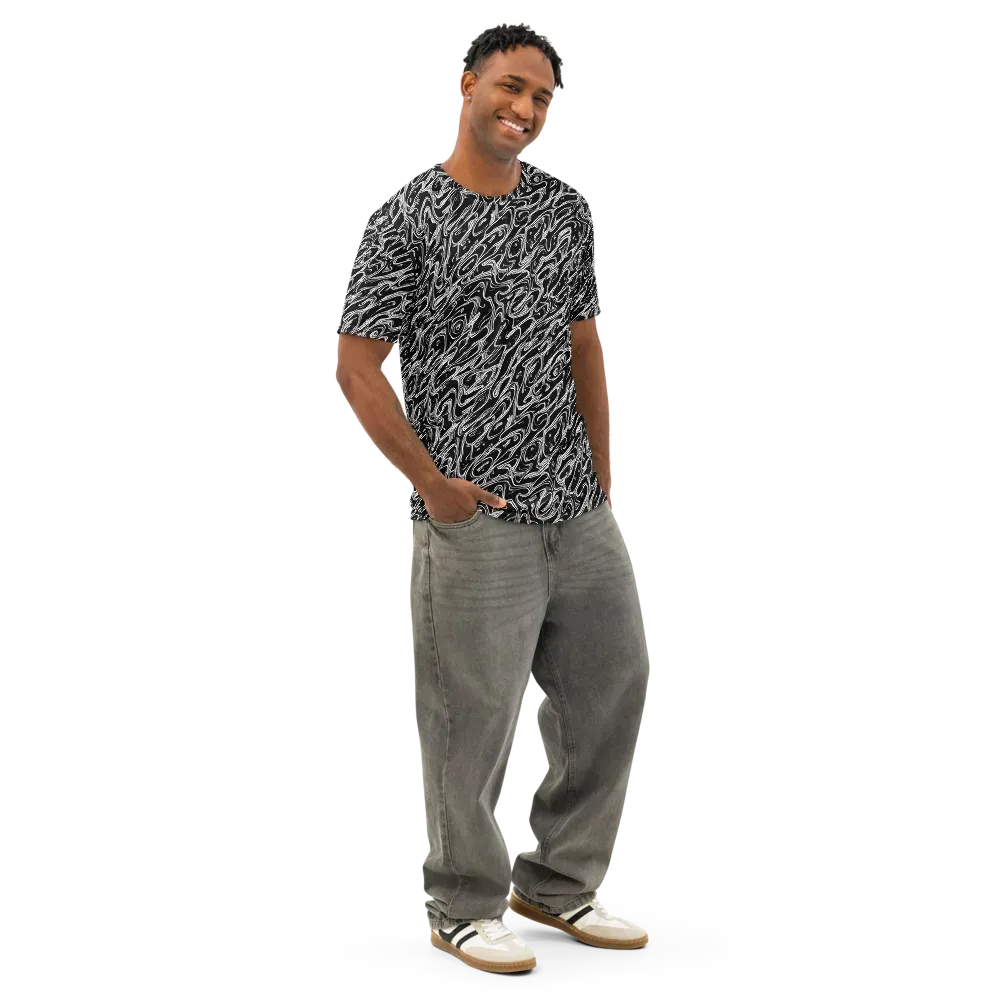 Blackwater Swirl on Men's Cotton Crew Neck T-Shirt — Right Front