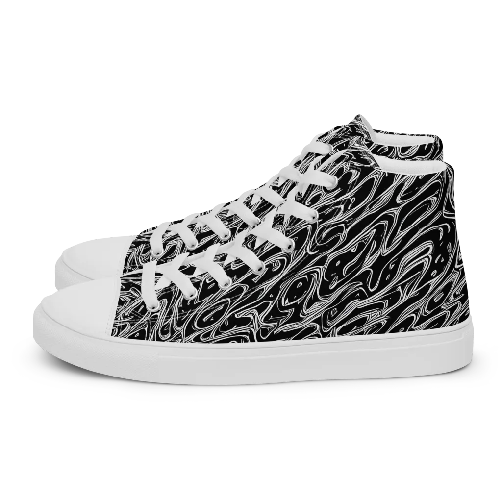 Blackwater Swirl on Men's High Top Canvas Shoes — Left