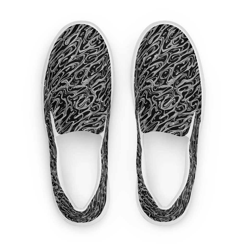 Blackwater Swirl on Women's Slip-On Canvas Shoes — Front