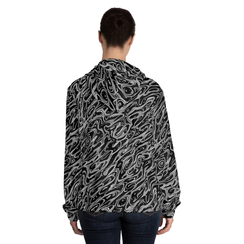Blackwater Swirl on Women's Full-Zip Hoodie — Back On Person
