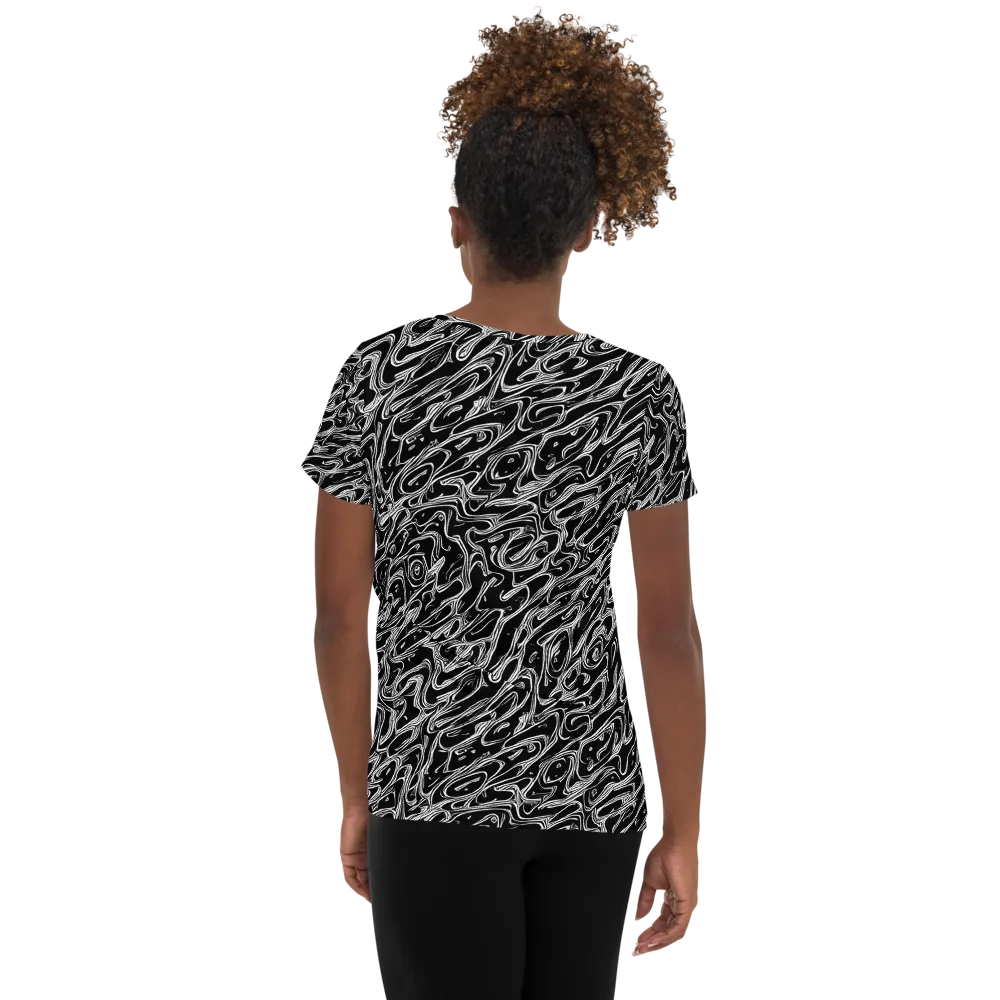 Blackwater Swirl on Women's Athletic T-Shirt — Back