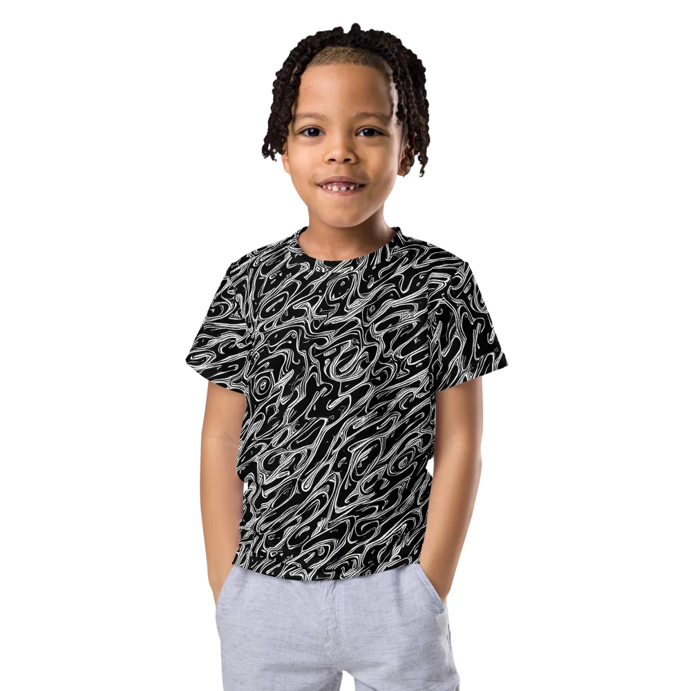 Blackwater Swirl on Kids Crew Neck T-Shirt — Front