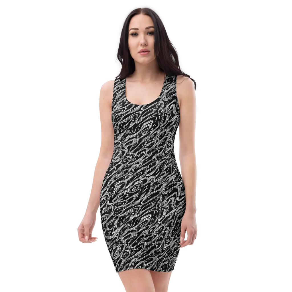 Blackwater Swirl on Bodycon Dress — Front