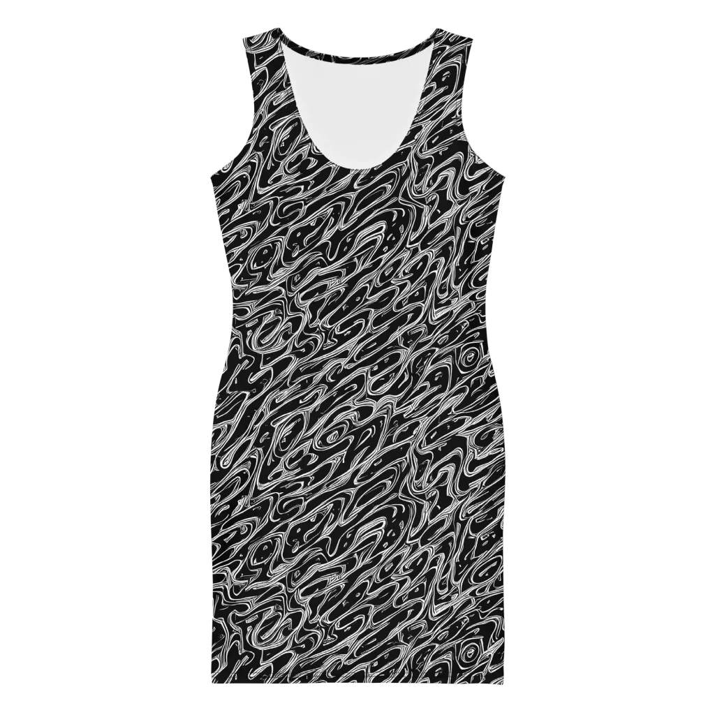 Blackwater Swirl on Bodycon Dress — Front