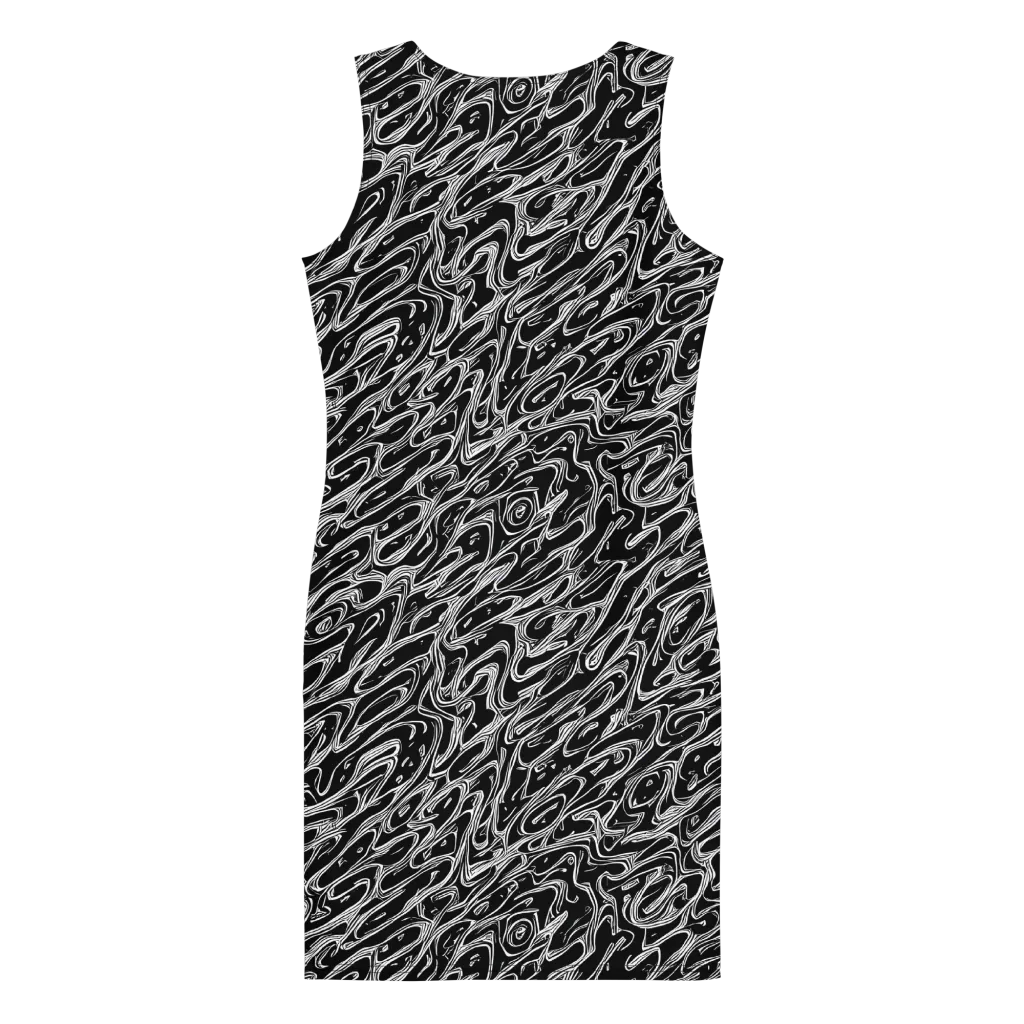 Blackwater Swirl on Bodycon Dress — Back