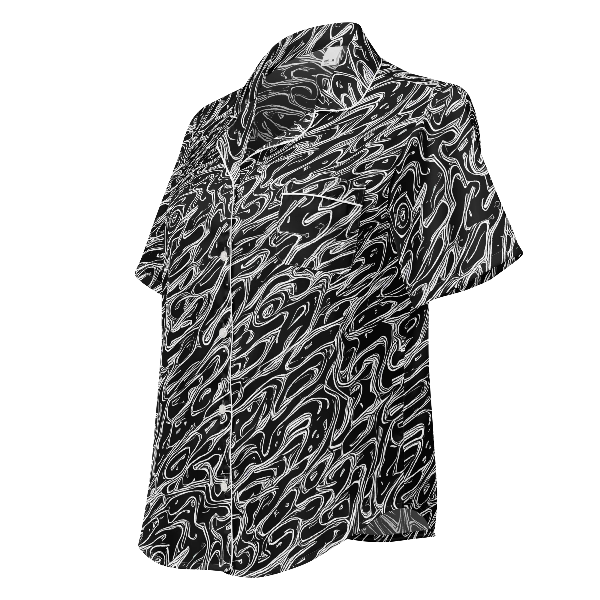 Blackwater Swirl on Women's Short Sleeve Pajama Top — Left Front
