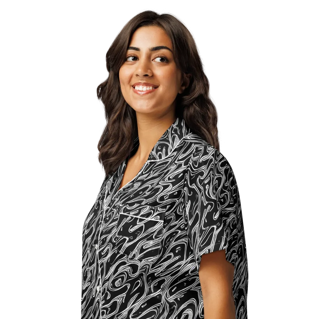 Blackwater Swirl on Women's Short Sleeve Pajama Top — Left Front