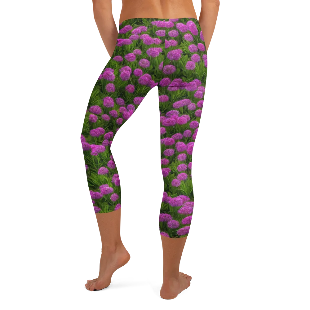 Magenta Meadow on Capri Leggings — Back