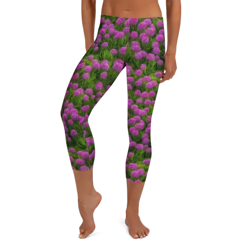 Magenta Meadow on a Capri Leggings