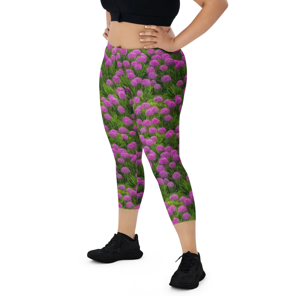 Magenta Meadow on Capri Leggings — Front