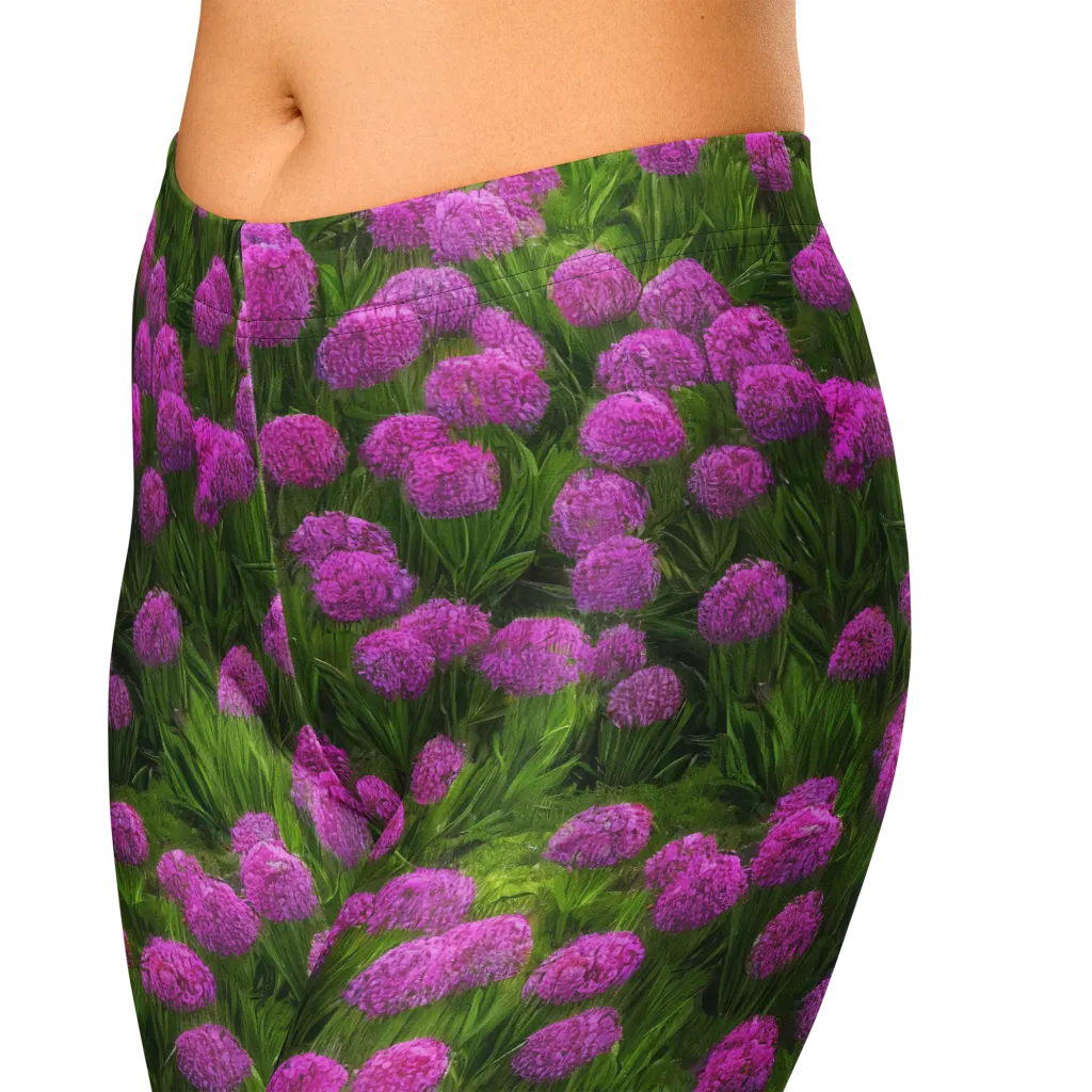 Magenta Meadow on Capri Leggings — Zoomed-in