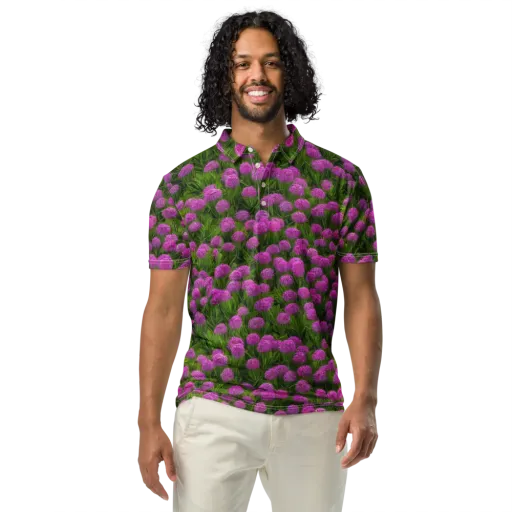 Magenta Meadow on a Men's Slim Fit Polo Shirt
