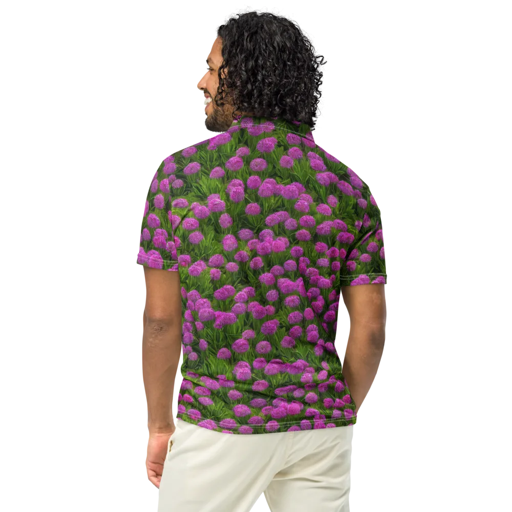 Magenta Meadow on Men's Slim Fit Polo Shirt — Back