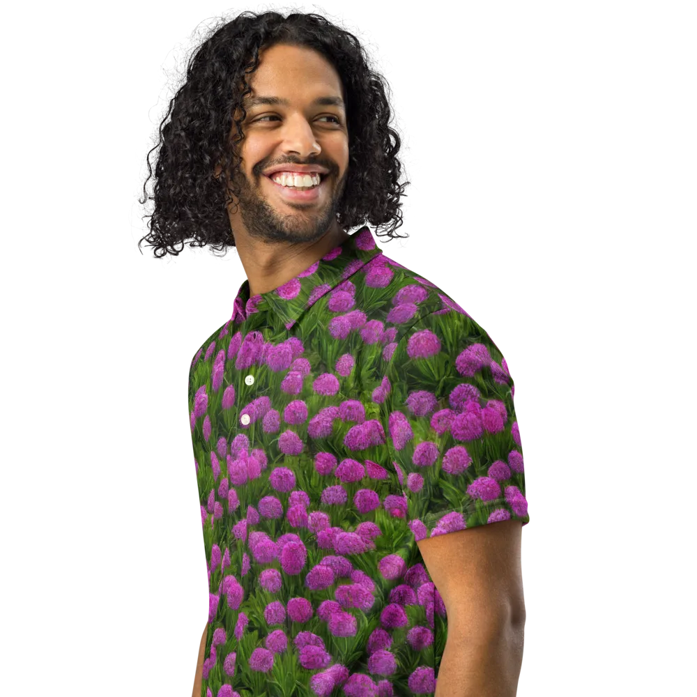 Magenta Meadow on Men's Slim Fit Polo Shirt — Left Front